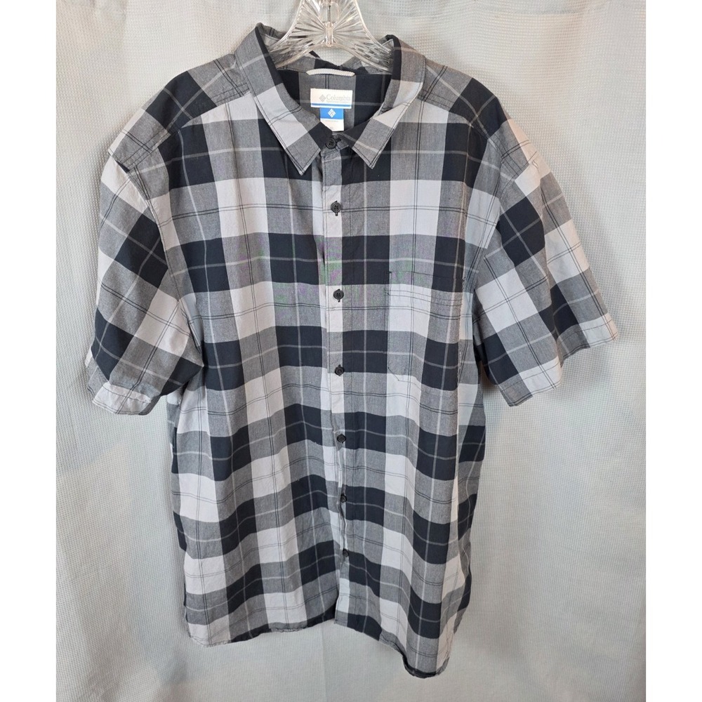 Columbia Rapid Rivers II Short Sleeve Plaid Shirt 1584851 Black Mens XL